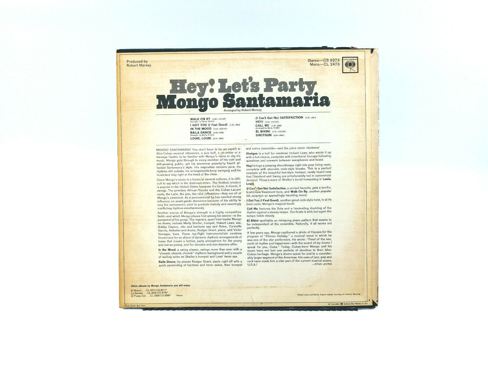 Mongo Santamaria - Hey! Let's Party Columbia – CS 9273 Vinyl, LP 1966 VG+