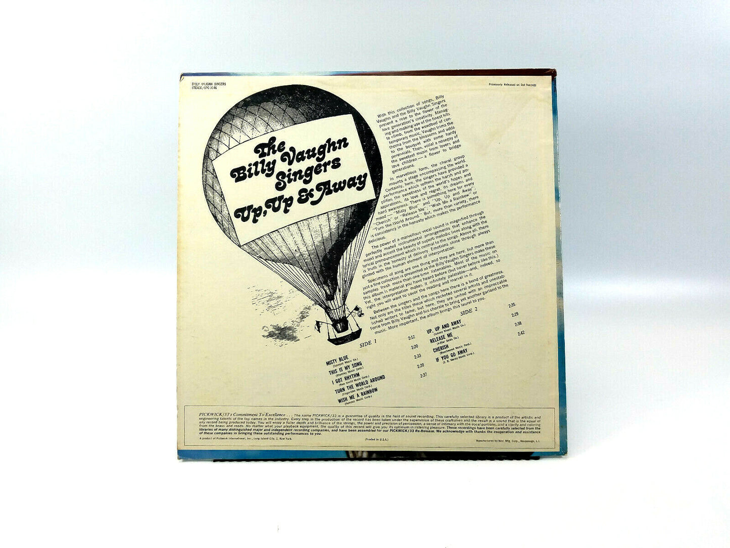 The Billy Vaughn Singers - Up, Up & Away     Pickwick/33 Records – SPC-3146