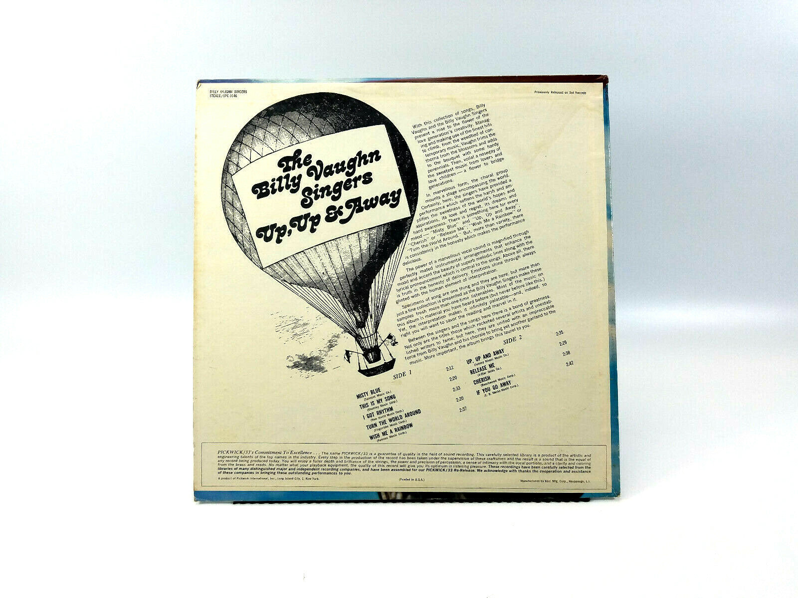The Billy Vaughn Singers - Up, Up & Away     Pickwick/33 Records – SPC-3146