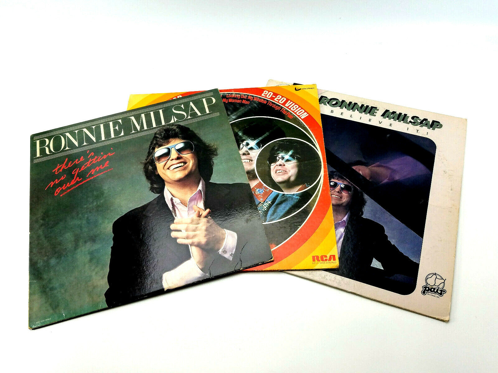 Lot of 3 Ronnie Milsap LPs - 20 20 Vision, Believe It & There's No Gettin Over..