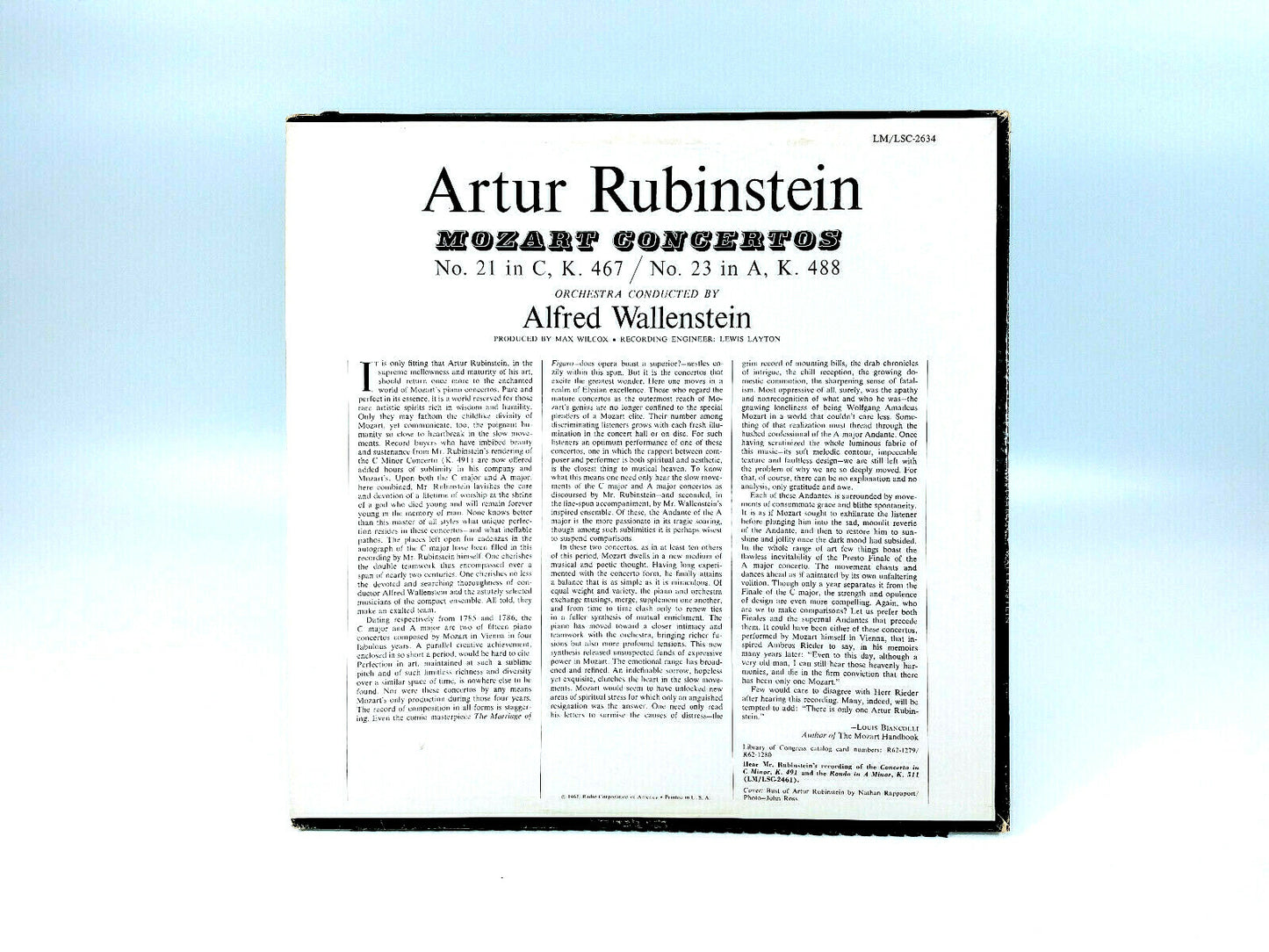 Rubinstein, Alfred Wallenstein - Mozart Concertos (1962) | Vinyl LP | VG+
