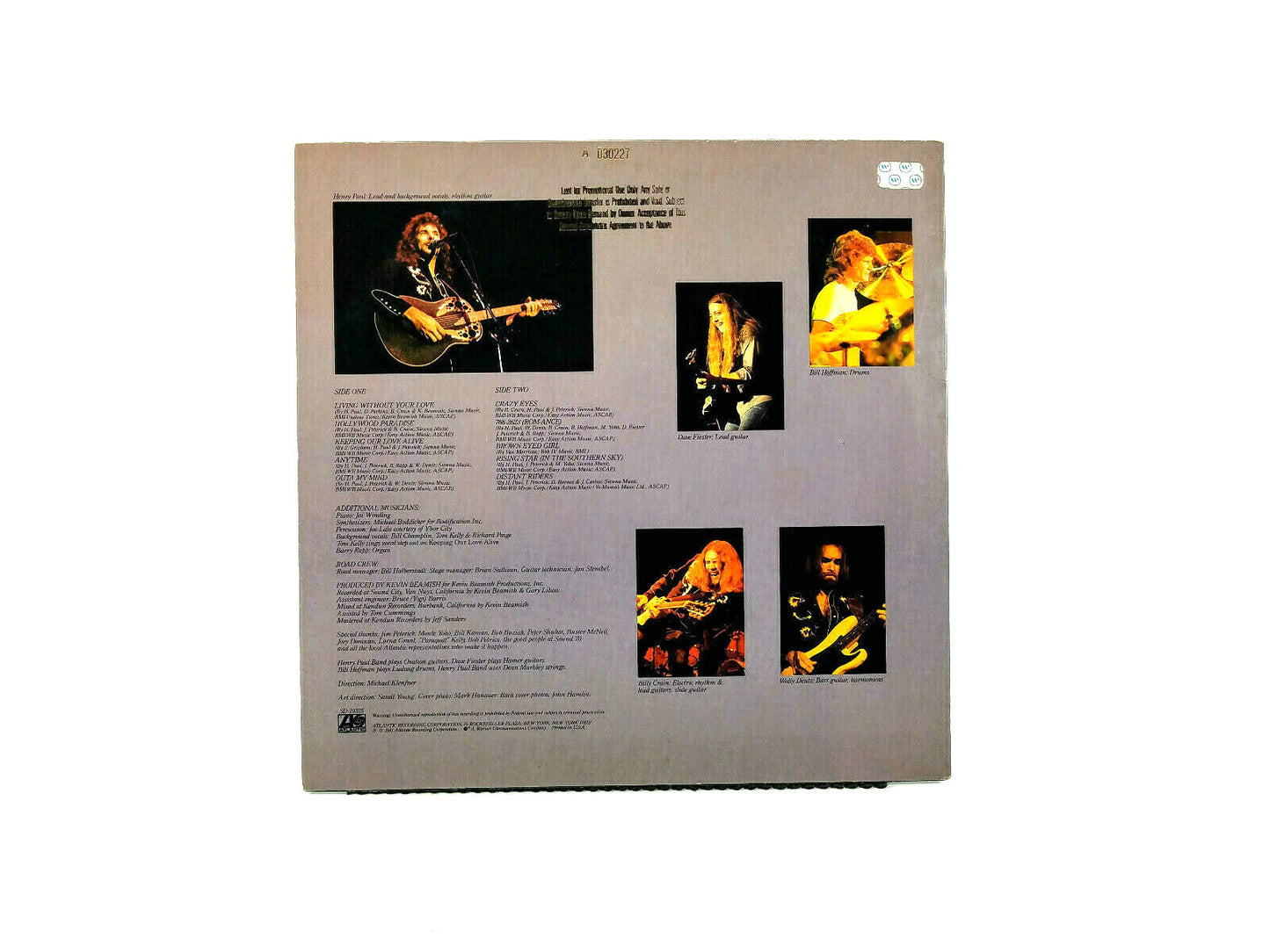 Henry Paul Band – Anytime - PROMO COPY!     Atlantic – SD 19325     LP