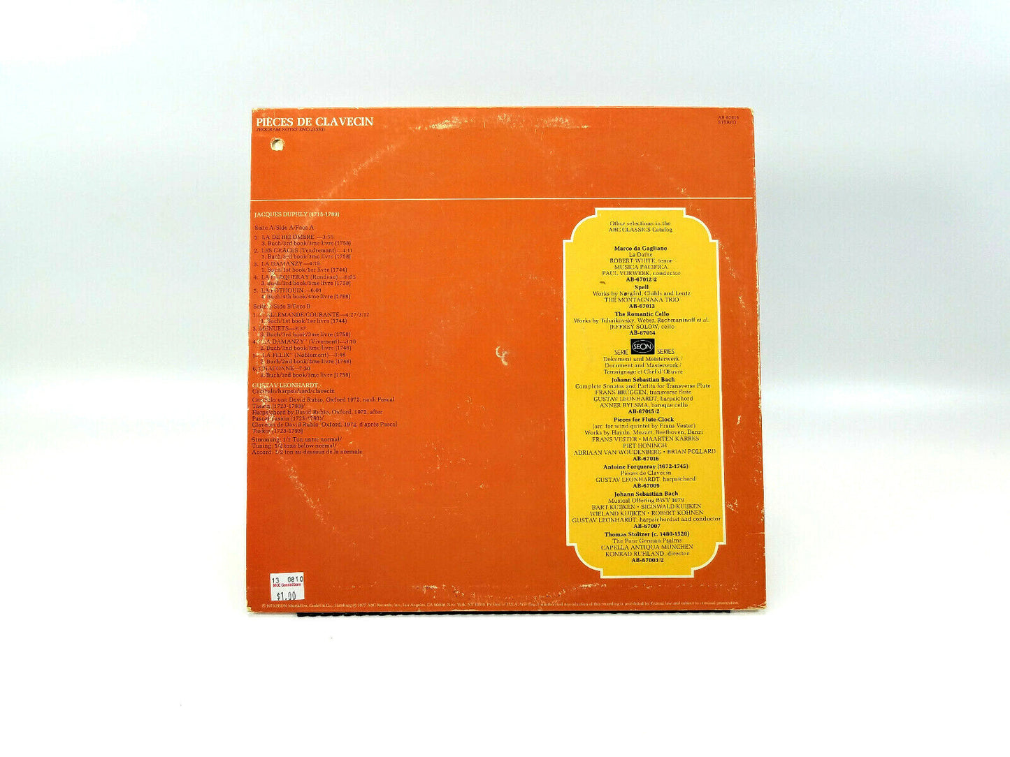 Pièces De Clavecin -  Gustav Leonhardt, AB 67018 Vinyl, LP - NM