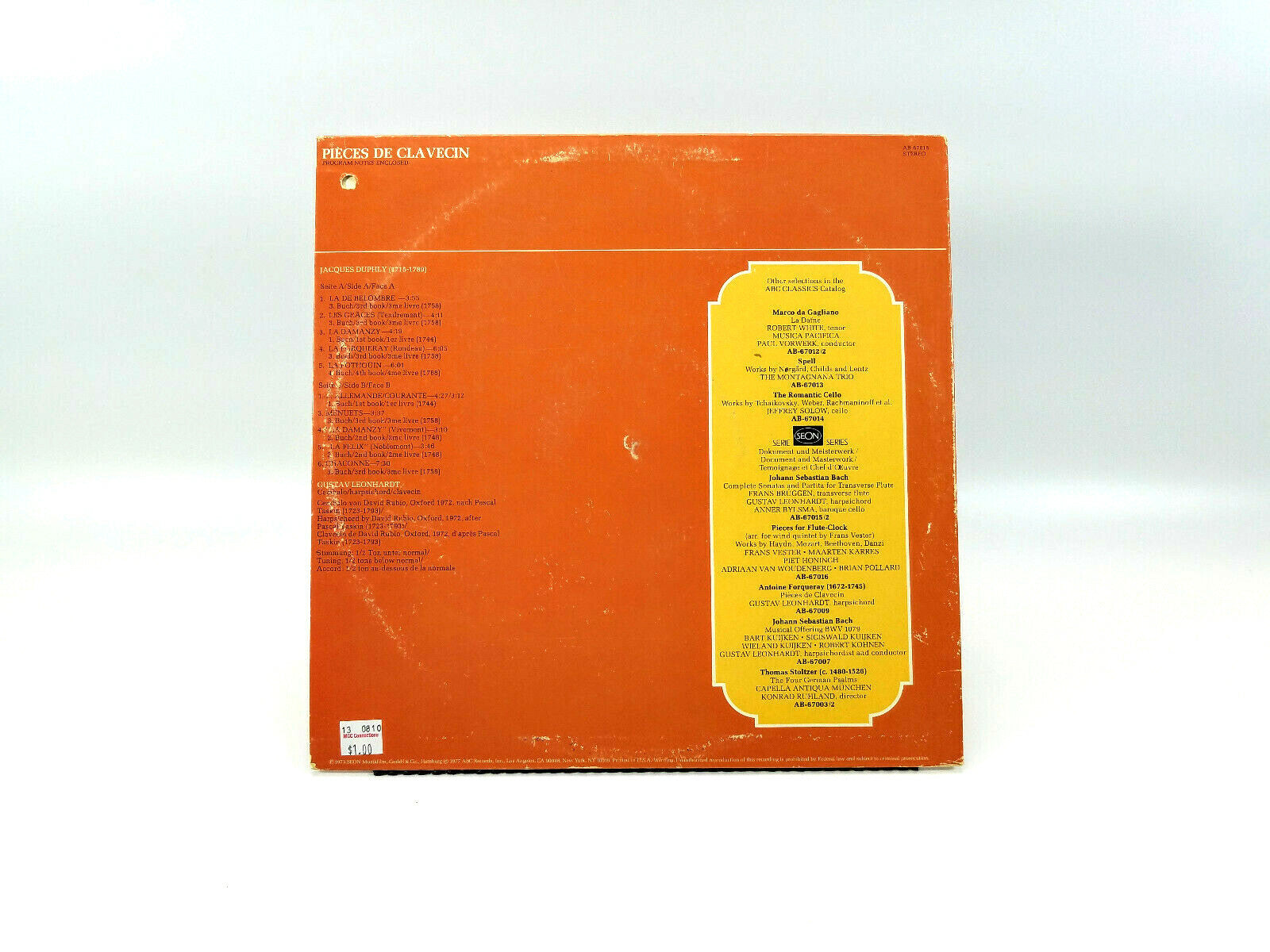 Pièces De Clavecin -  Gustav Leonhardt, AB 67018 Vinyl, LP - NM