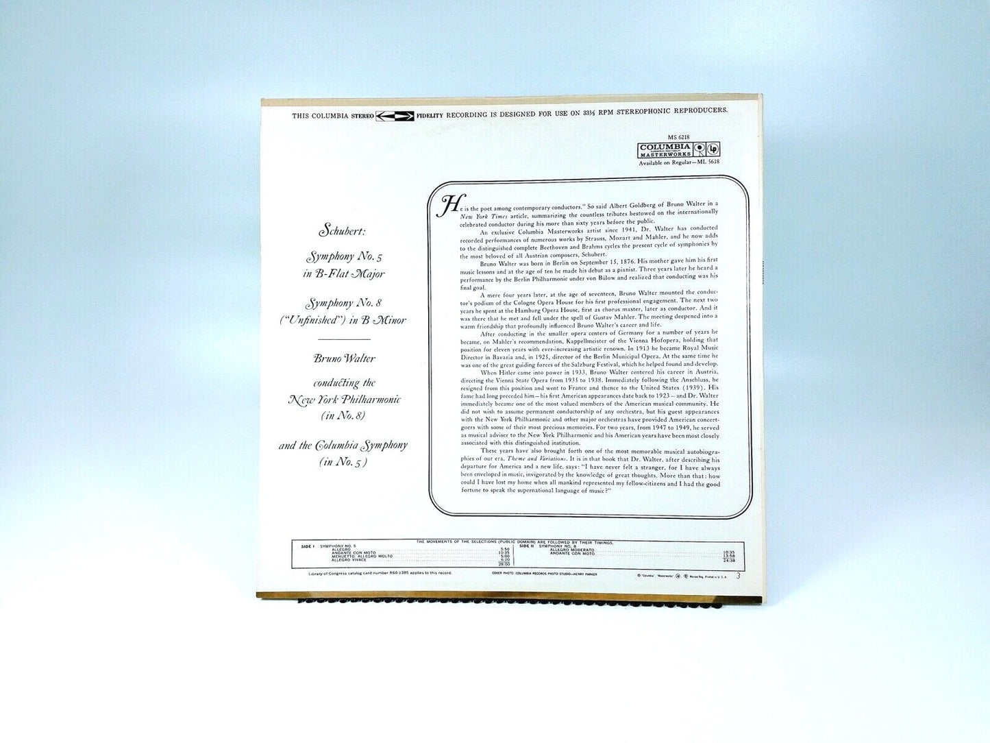 Schubert / Bruno Walter - Symphony No. 8 & Symphony No. 5 | Vinyl LP | VG+
