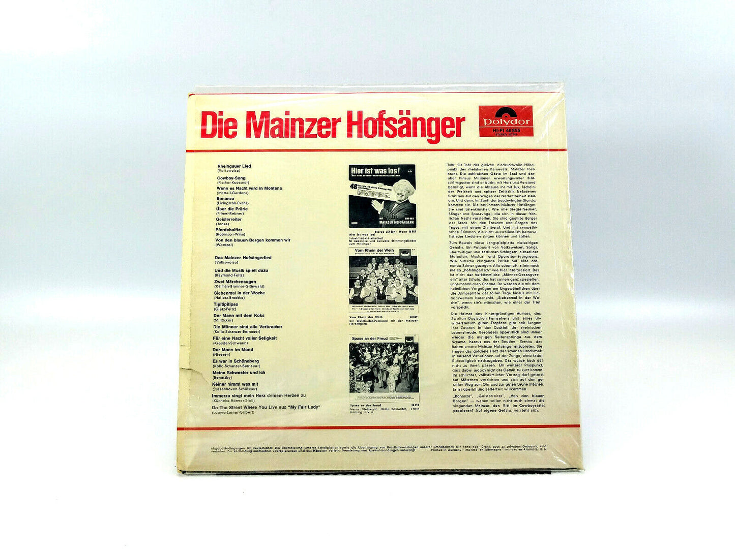 Die Mainzer Hofsänger - Die Mainzer Hofsänger Polydor – 46855 Vinyl, LP