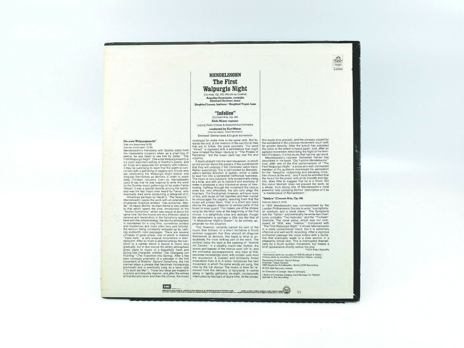 MENDELSSOHN/GOETHE - The First Walpurgis Night | Vinyl LP | VG+