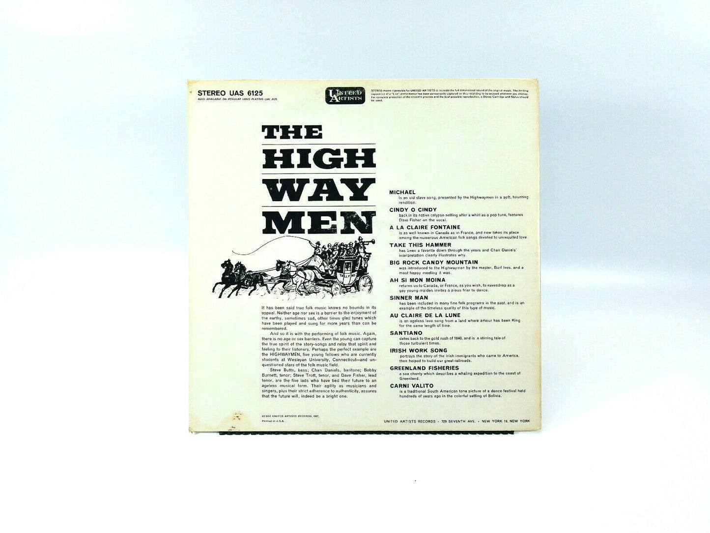 The Highwaymen* - The Highwaymen  United Artists Records – UAS 6125 LP VG+