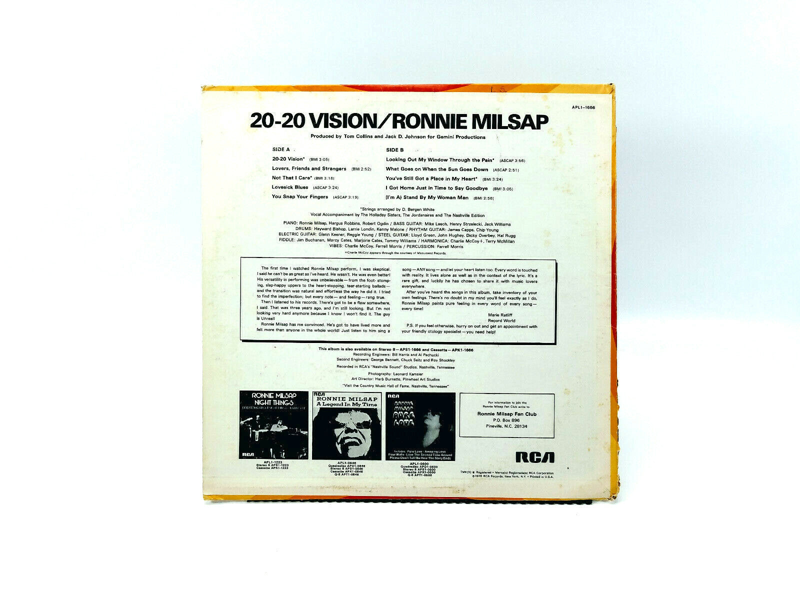 Lot of 3 Ronnie Milsap LPs - 20 20 Vision, Believe It & There's No Gettin Over..
