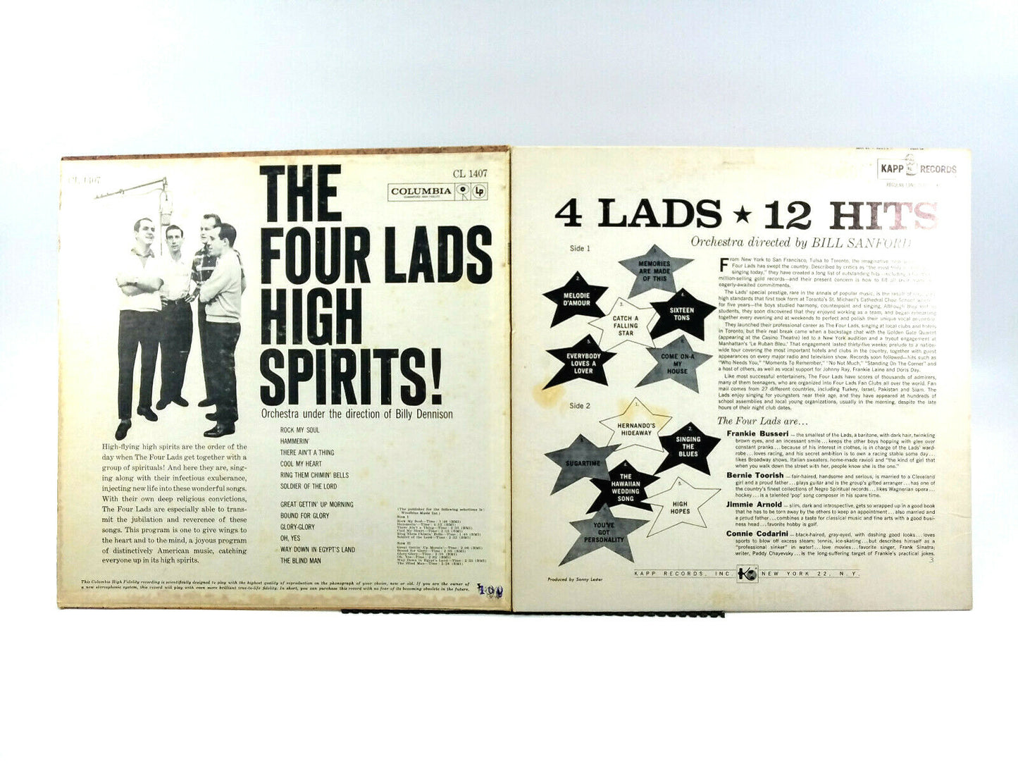 Lot of 2 The 4 Lads LPs - High Spirits! & 12 Hits VG+