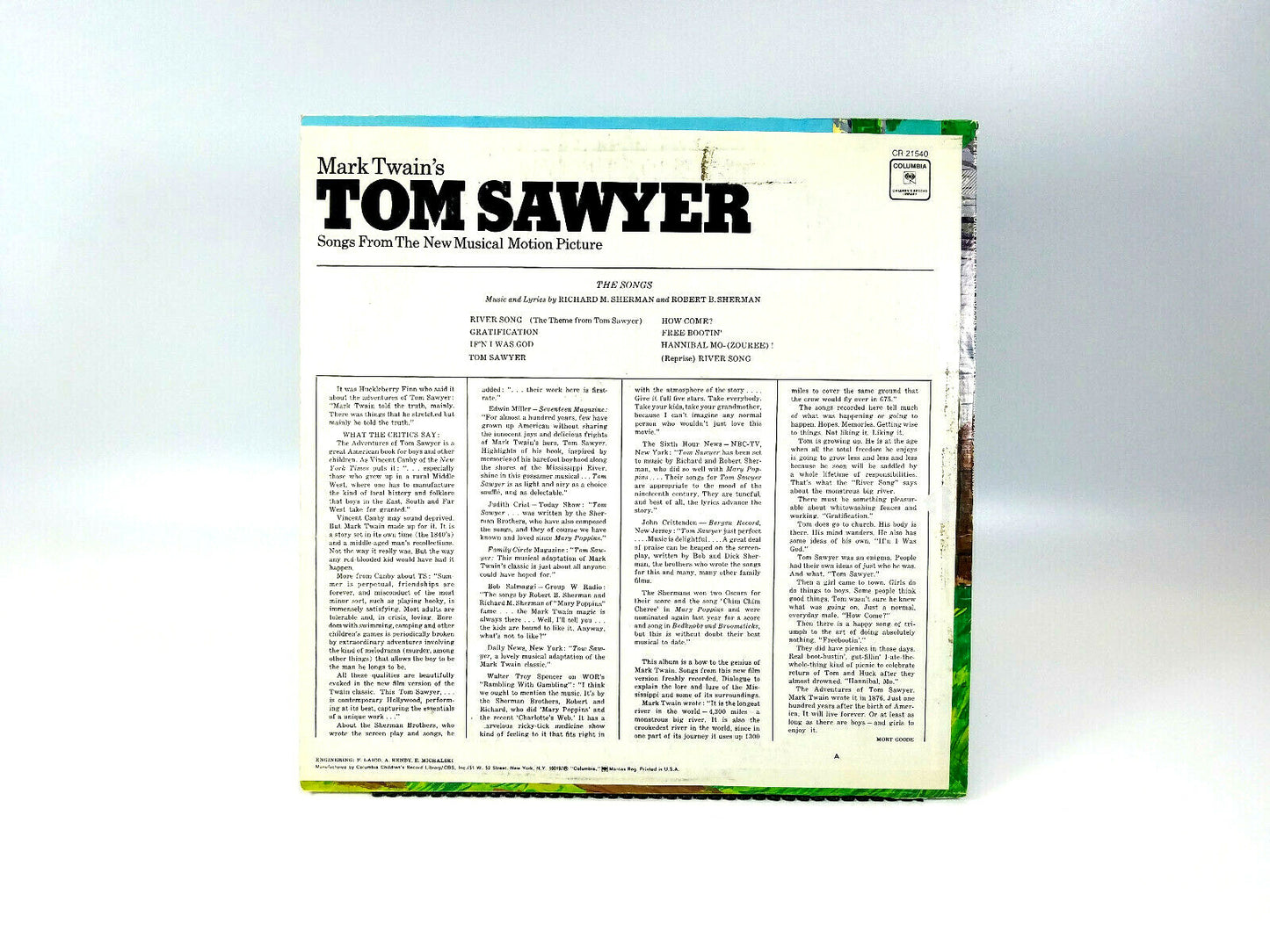 Mark Twain's Tom Sawyer Songs CR 21540 The Riverboaters LP