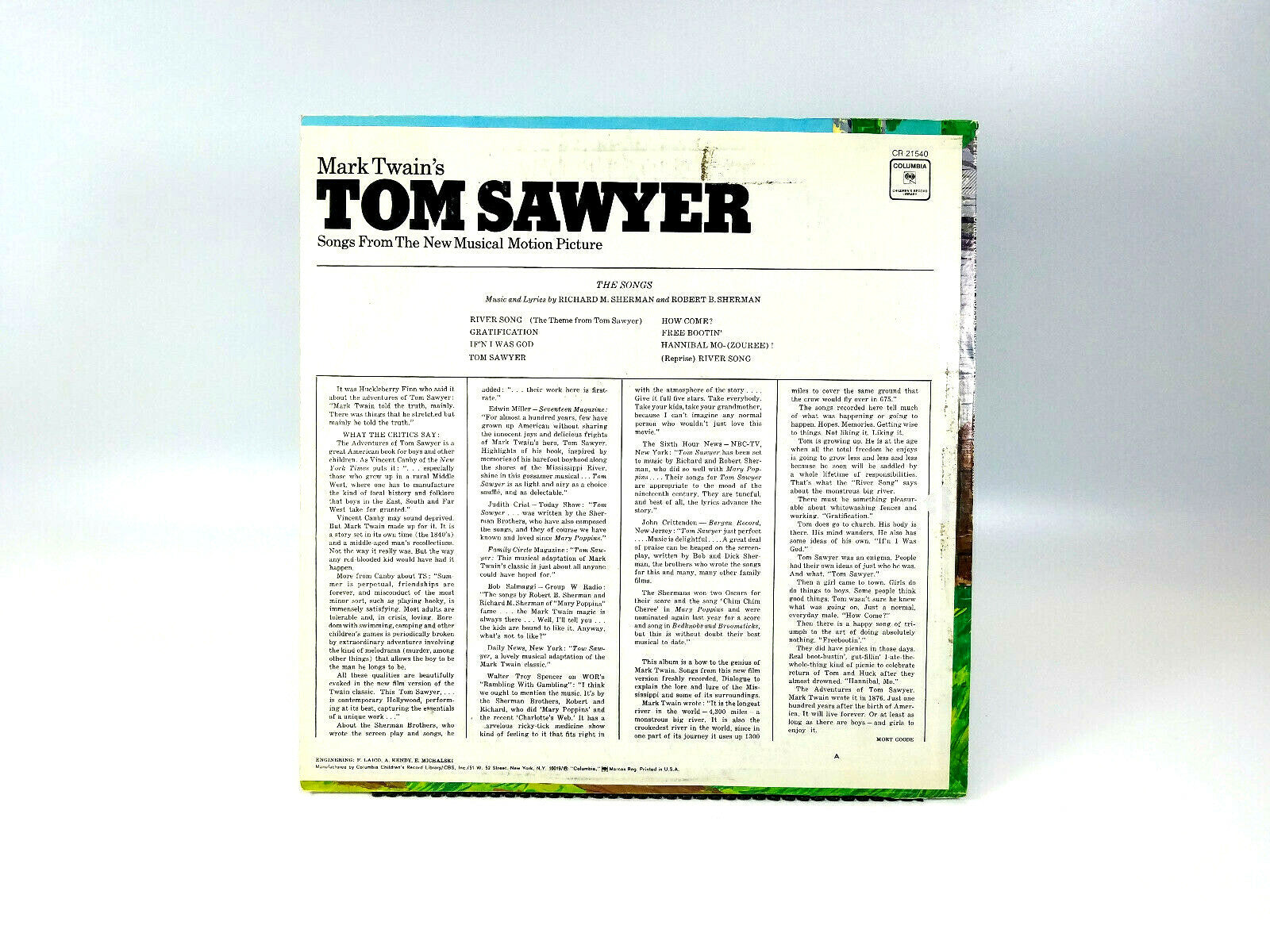 Mark Twain's Tom Sawyer Songs CR 21540 The Riverboaters LP