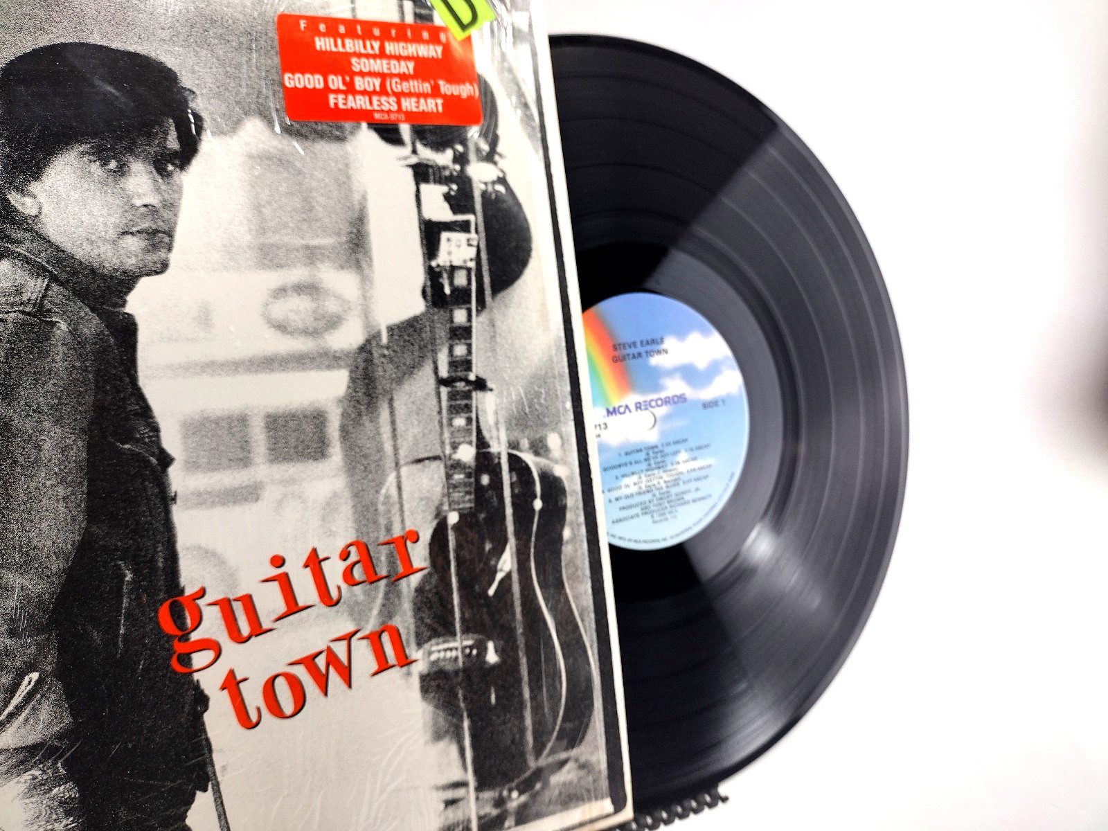 Steve Earle - Guitar Town LP - Hype Sticker - NM - Cleaned w/ Vinyl Vac!