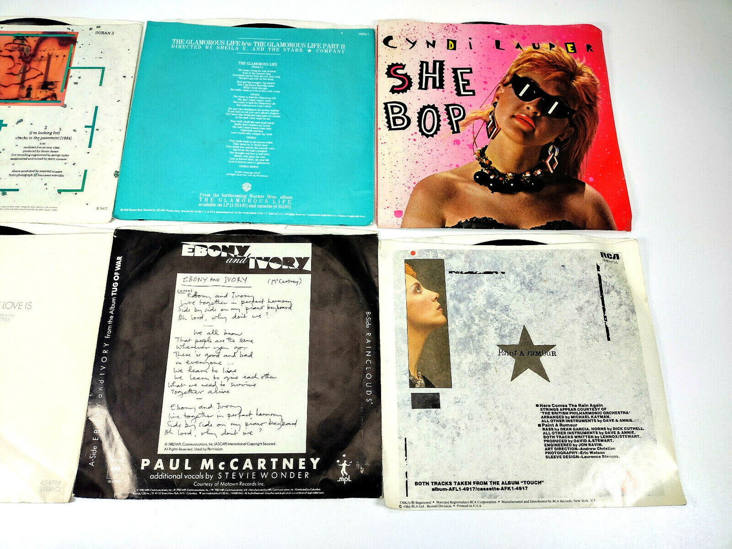 LOT OF 6 80s Artist 45 Records (7 inch) with Picture Covers