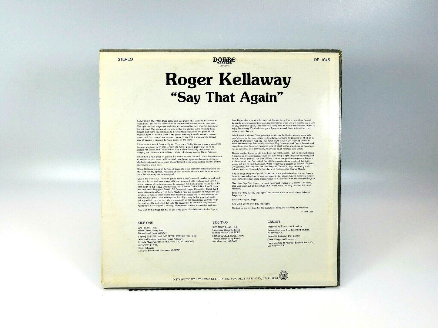 Roger Kellaway - Say That Again Dobre Records,Gold Star Studios – DR 1045 LP