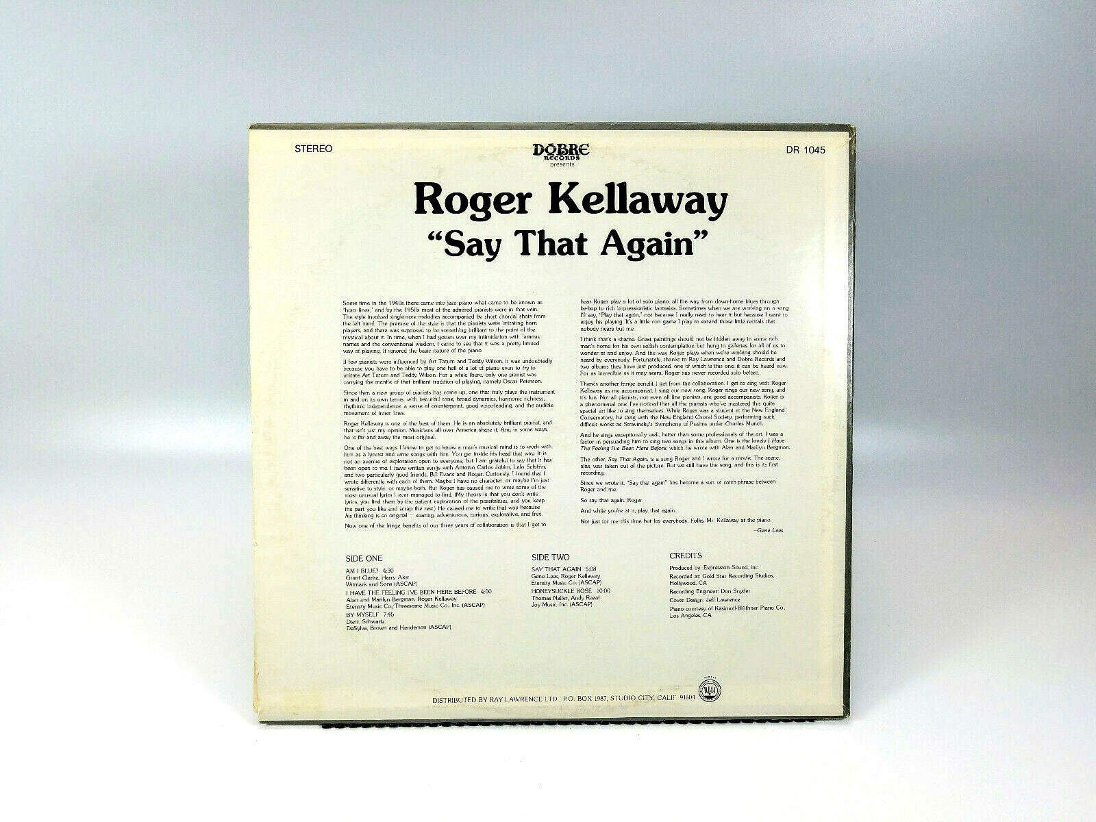 Roger Kellaway - Say That Again Dobre Records,Gold Star Studios – DR 1045 LP