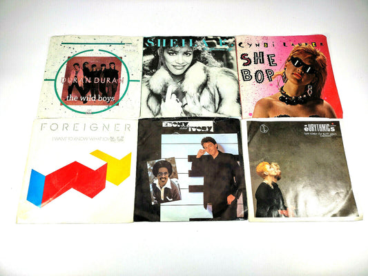LOT OF 6 80s Artist 45 Records (7 inch) with Picture Covers