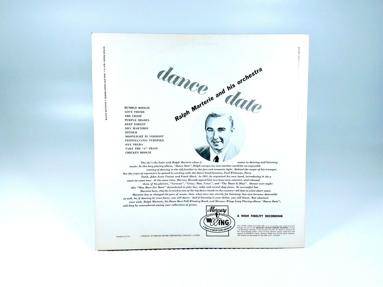 Ralph Marterie~Dance Date~Mercury / Wing MGW 12117~Romantic Jazz~Free Shipping