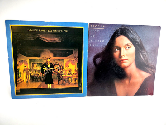 LOT OF 2 EMMYLOU HARRIS LPs - Best of/ Blue Kentucky Girl, Cleaned w/ Vinyl Vac!
