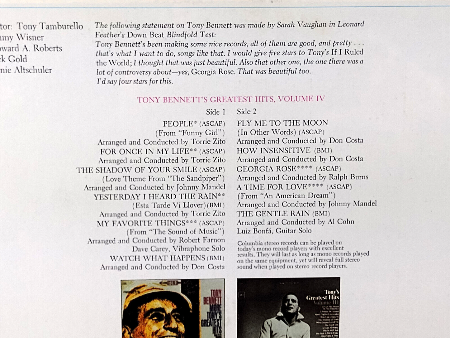 LOT OF 2 TONY BENNETT SEALED LPs - See Detailed Descriptions