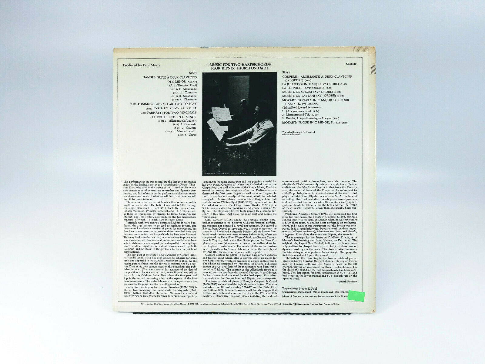 Igor Kipnis - Thurston Dart Vinyl - Two Harpsichords | Vinyl LP | NM