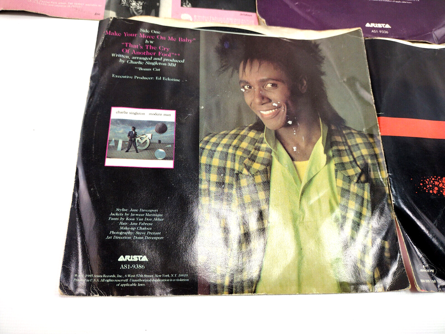 Lot of 5 - 1985 Picture Sleeves and 45 (7") Records - Soul, R&B, Pop