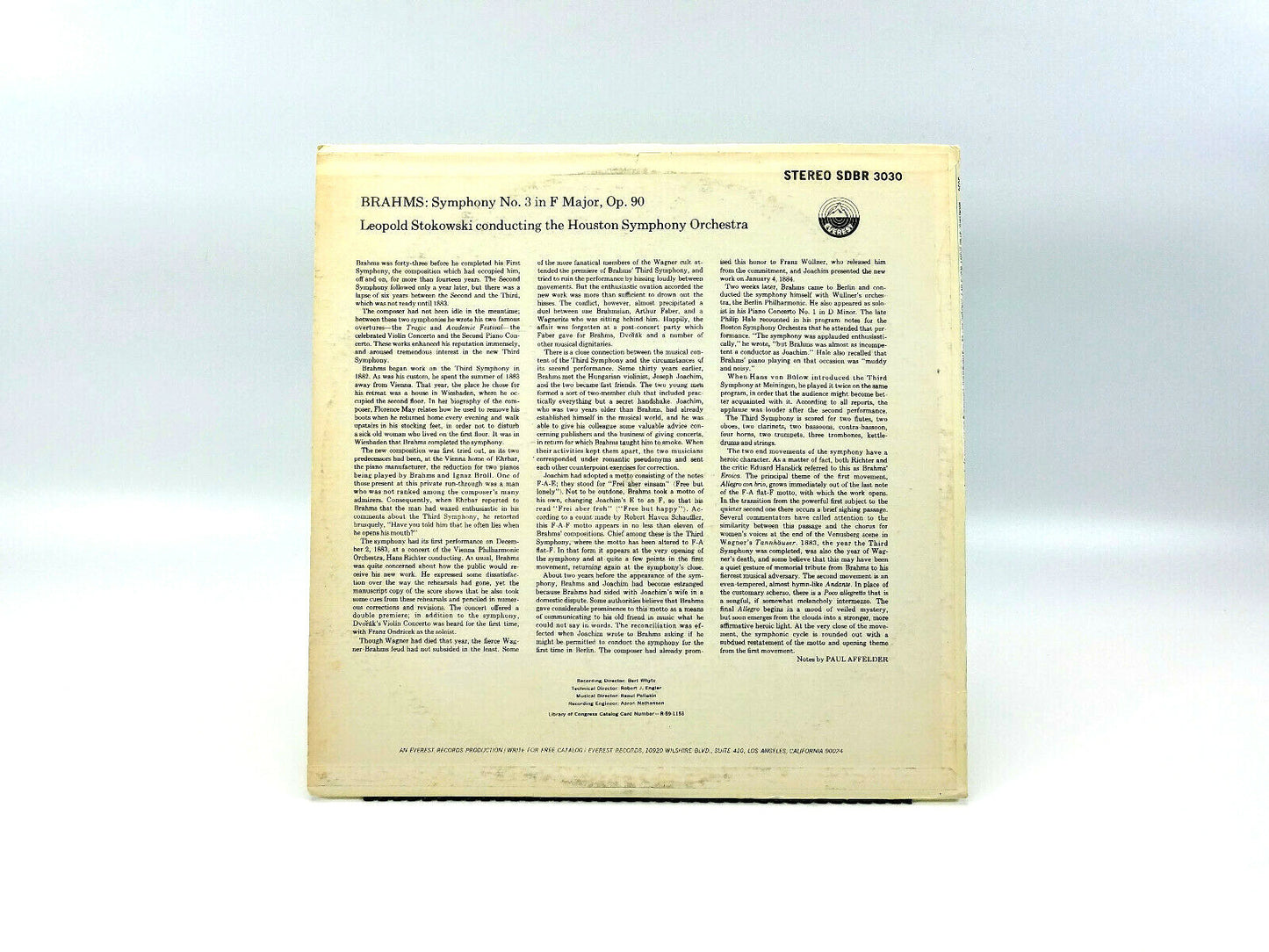 Symphony No. 3 In F Major, Opus 90 Brahms* - Stokowski* SDBR 3030 LP