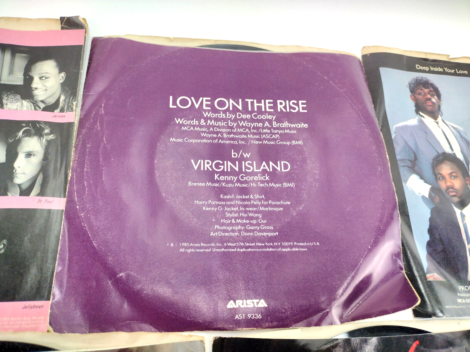 Lot of 5 - 1985 Picture Sleeves and 45 (7") Records - Soul, R&B, Pop