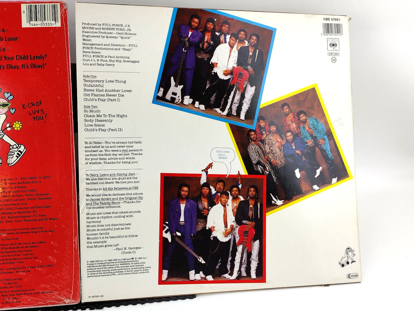 LOT OF 2 FULL FORCE LPs - Get Busy 1 time! & Unselfish Lover