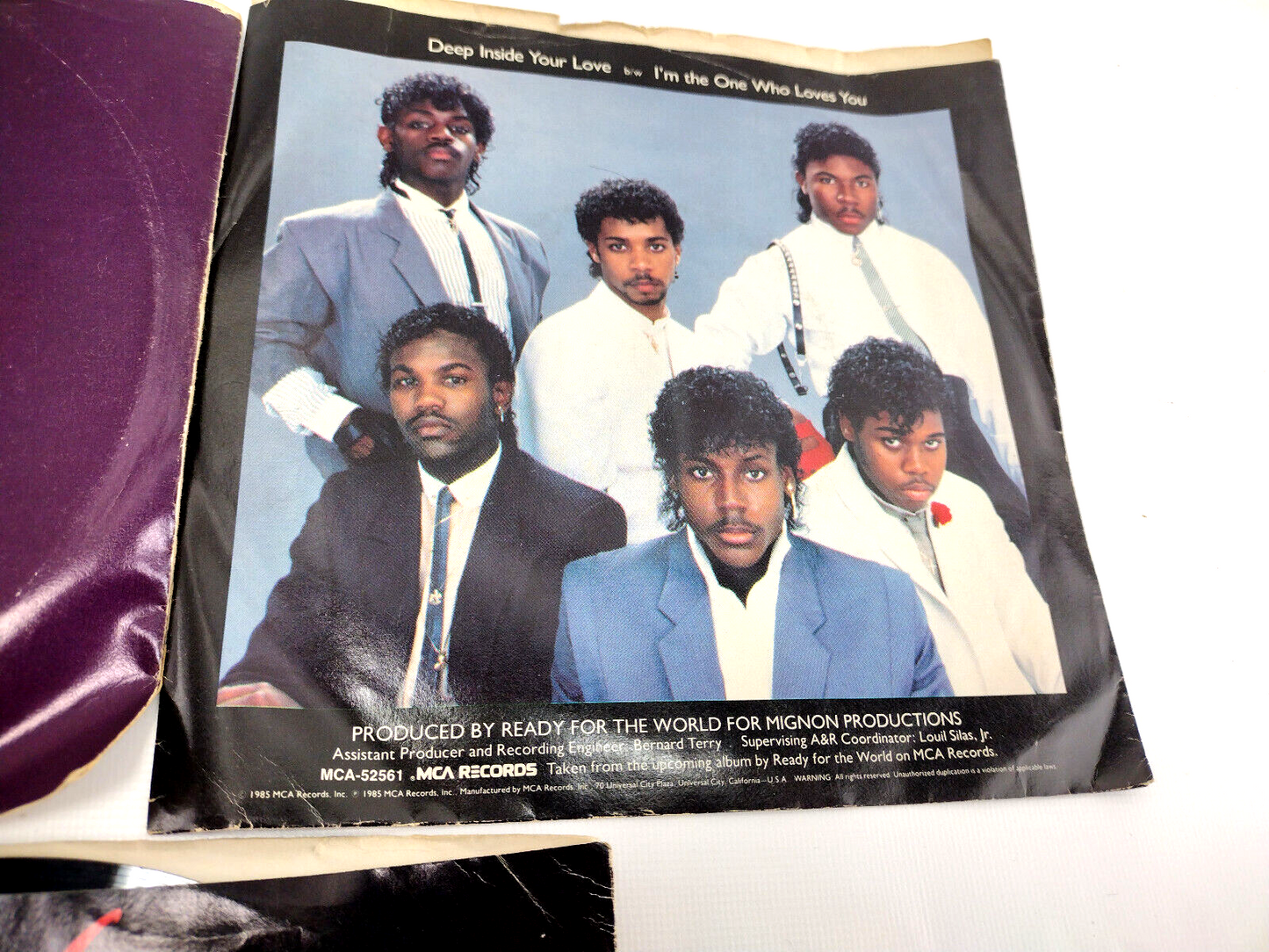 Lot of 5 - 1985 Picture Sleeves and 45 (7") Records - Soul, R&B, Pop
