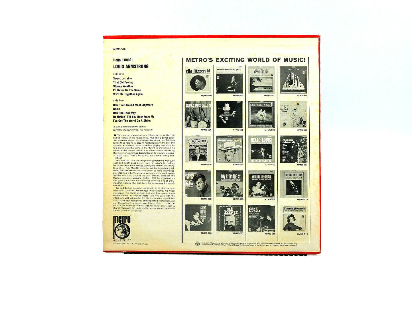 Louis Armstrong - Hello, Louis!  M-510 Vinyl, LP NM