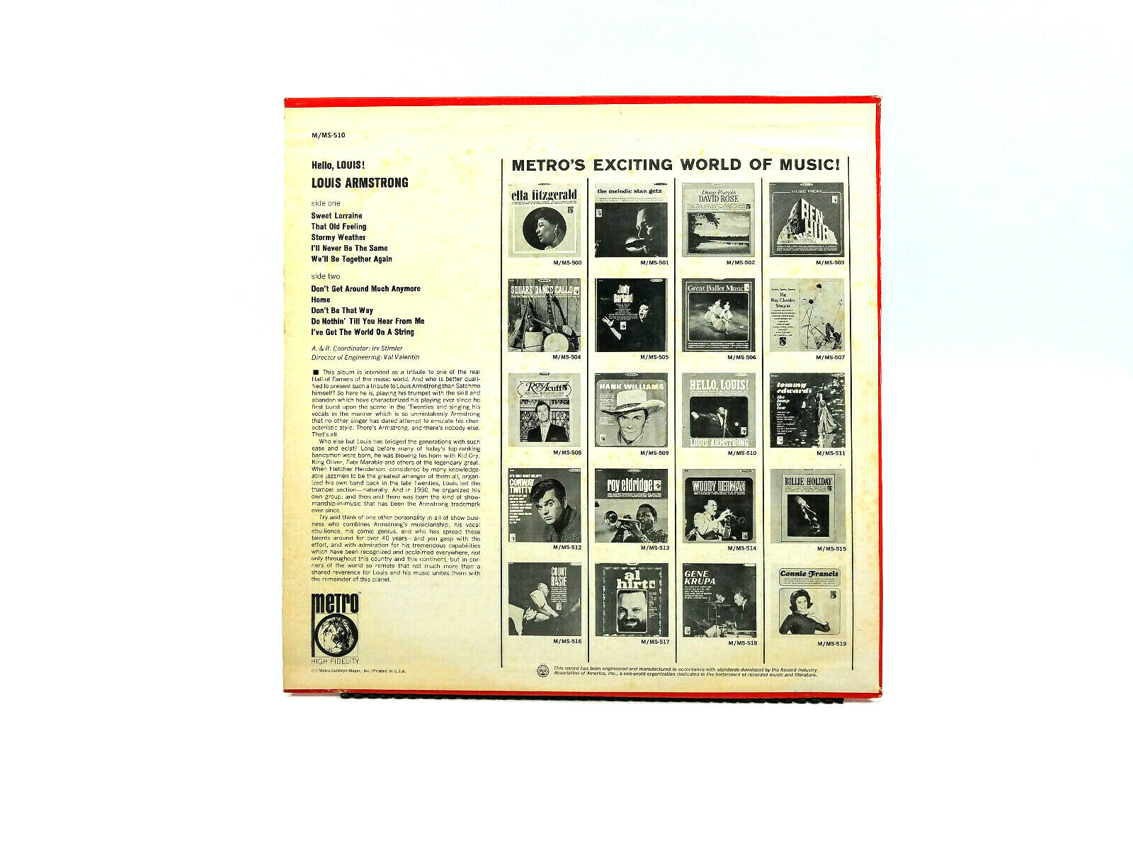 Louis Armstrong - Hello, Louis!  M-510 Vinyl, LP NM