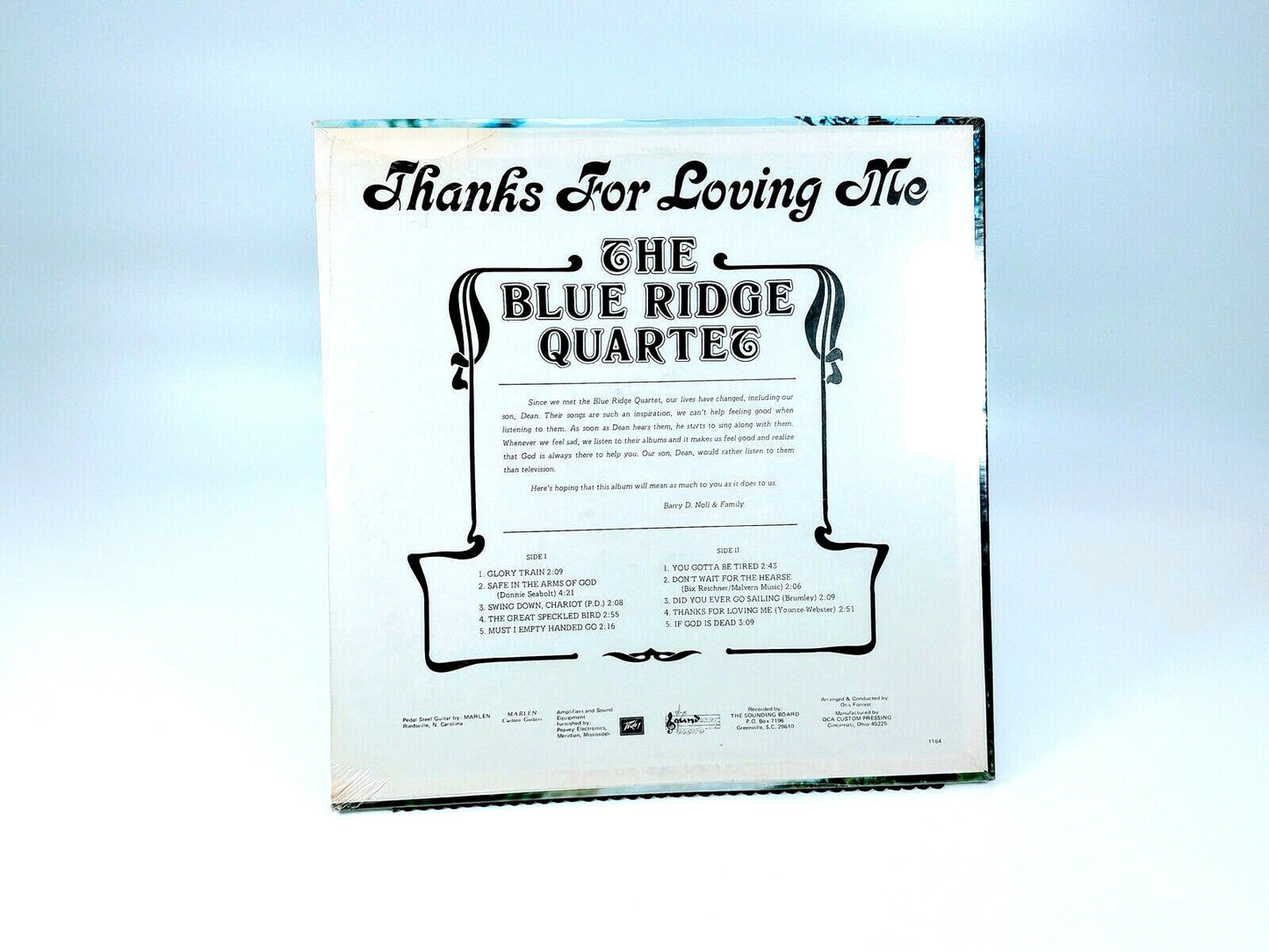 The Blue Ridge Quartet Thanks For Loving Me Vinyl Record LP - New Sealed! RARE