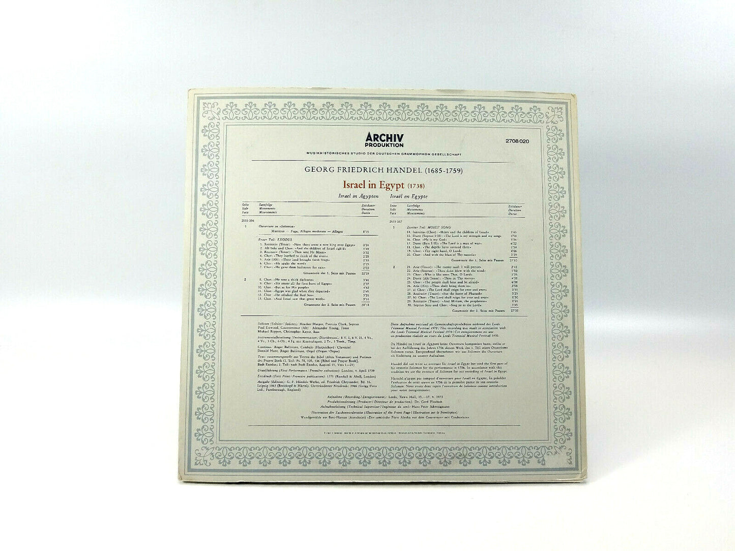 Georg Friedrich Händel, English Chamber Orchestra Israel In Egypt 2708 020 LP NM