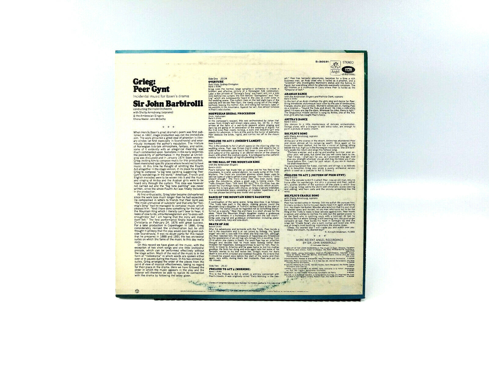 Grieg*, Sir John Barbirolli, The Hallé Orchestra*, Sheila Armstrong, Peer Gynt