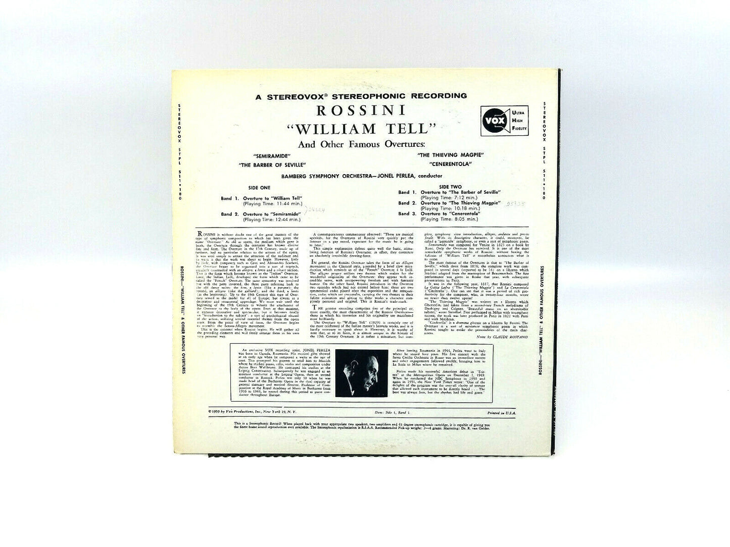 Rossini - William Tell And Other Famous Overtures (Vox STPL 511.180) LP