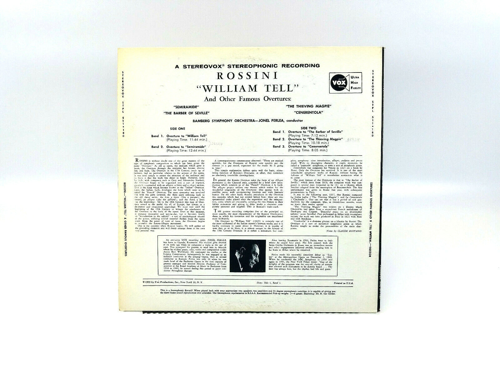 Rossini - William Tell And Other Famous Overtures (Vox STPL 511.180) LP