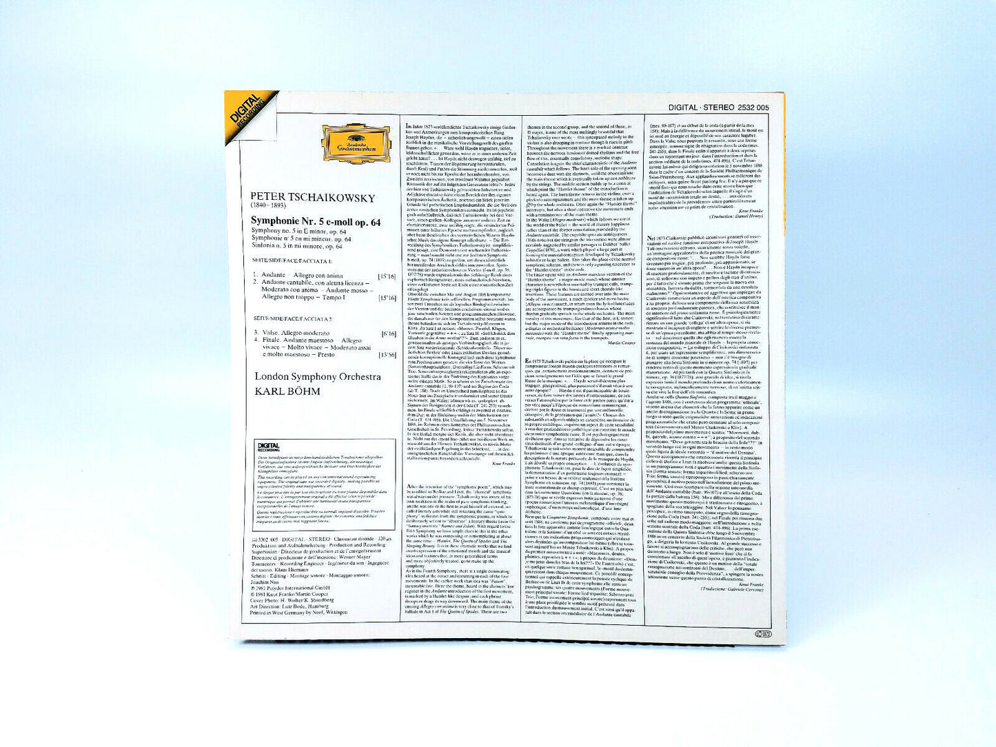 Peter Tschaikowsky - Symphonie No.5 (1981) | Vinyl LP | NM