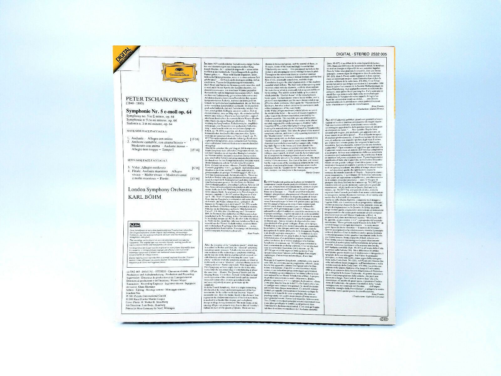 Peter Tschaikowsky - Symphonie No.5 (1981) | Vinyl LP | NM