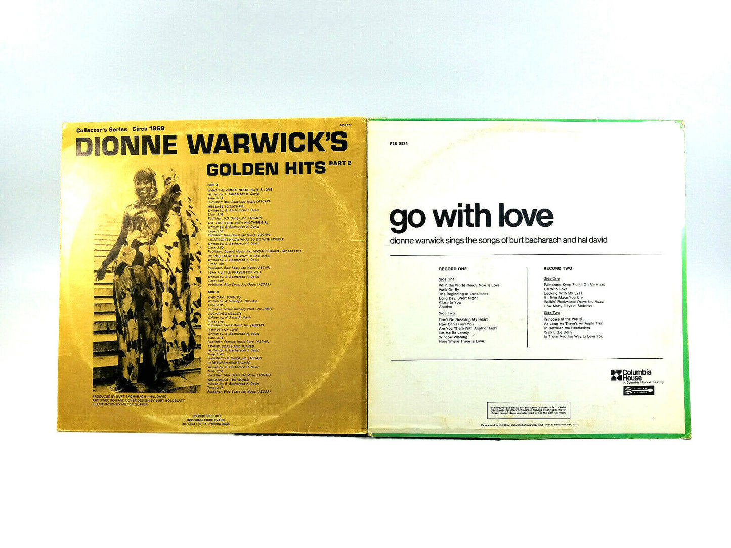 Lot of 2 Dionne Warwick LPs - Golden HIts Part 2 & Go With Love VG+