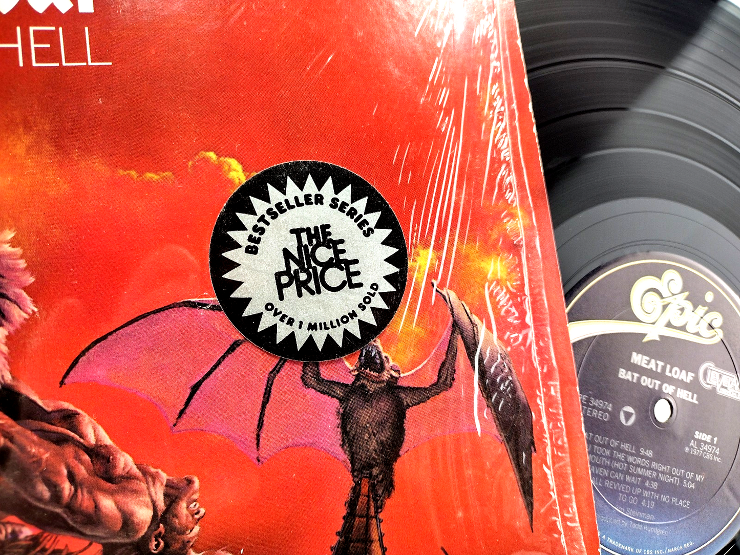 MEATLOAF-BAT OUT OF HELL-1977 VINYL LP "IN SHRINK" EPIC PE 34974 VG+/VG+