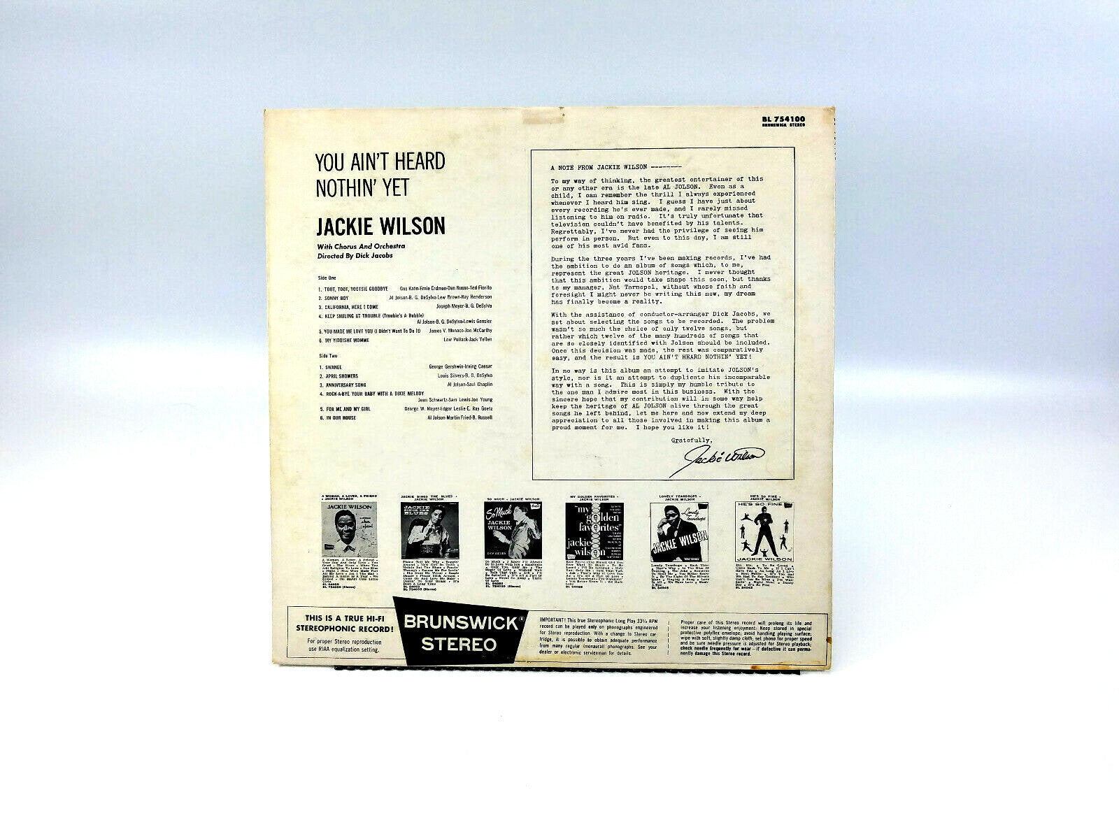 Jackie Wilson - You Ain't Heard Nothin Yet  Brunswick – BL 754100 LP 1961 VG+