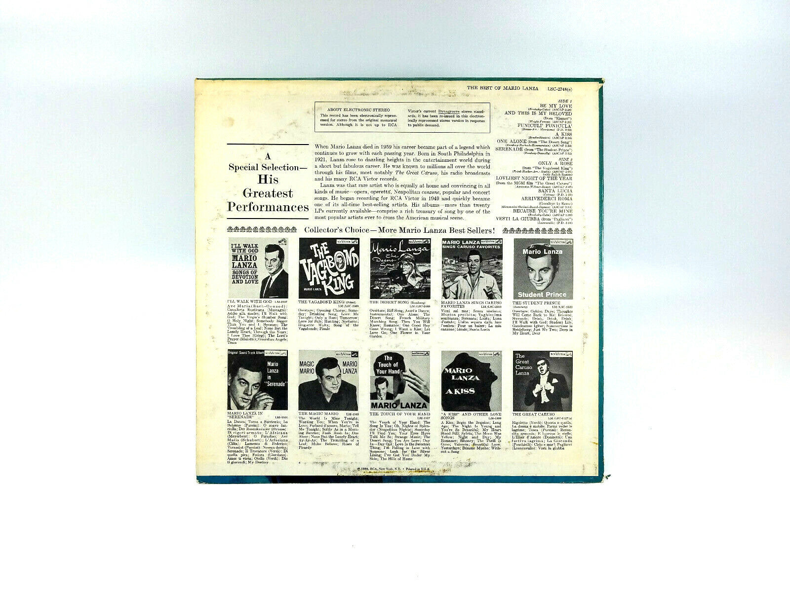 Mario Lanza – The Best Of Mario Lanza RCA Victor Red Seal – LSC-2748 LP NM