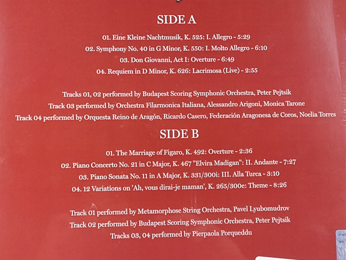 The Best of Mozart (Red Vinyl) RARE- NEW SEALED!