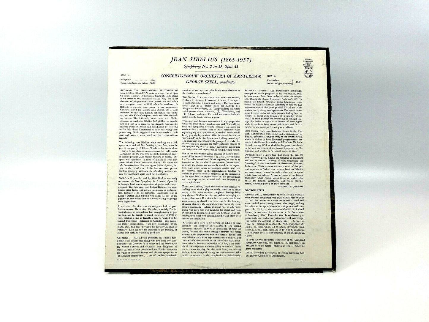 Sibelius*, George Szell, Symphony No. 2 In D Major Opus 43 PHS 900-092 LP