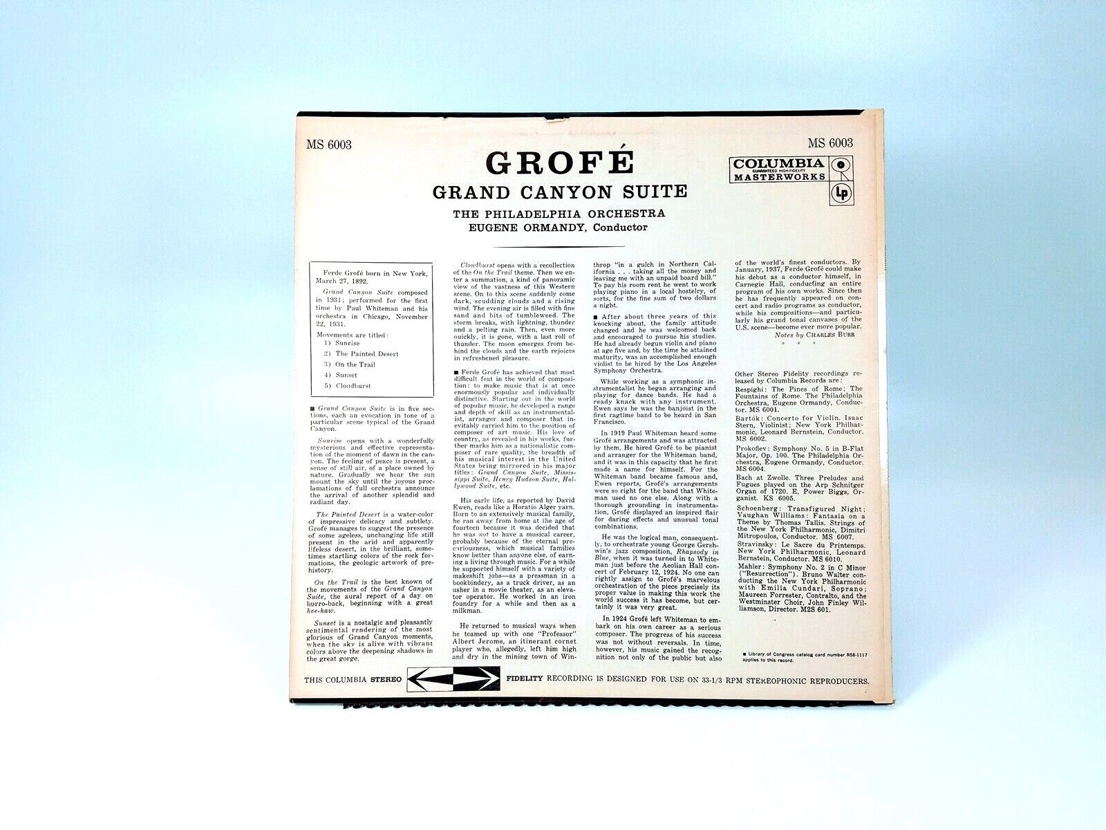 Grofé - Grand Canyon Suite The Philadelphia Orchestra - (1958) | Vinyl LP | VG+