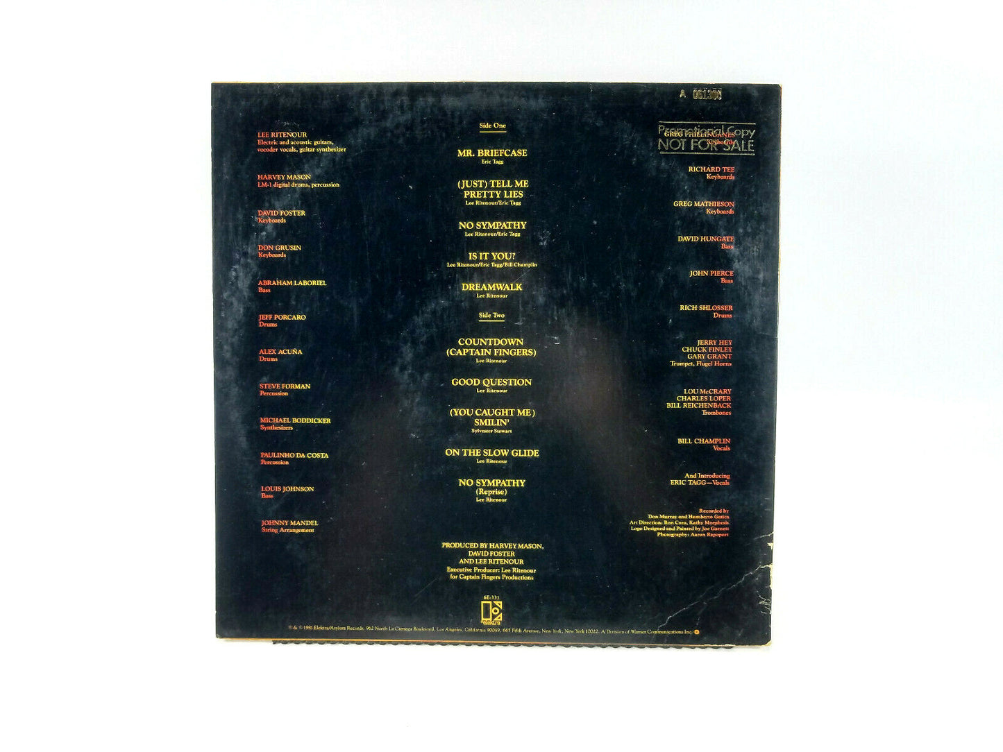 Lee Ritenour – Rit  Elektra – 6E-331  LP, Album, Promo  1981 ,US PROMO COPY!