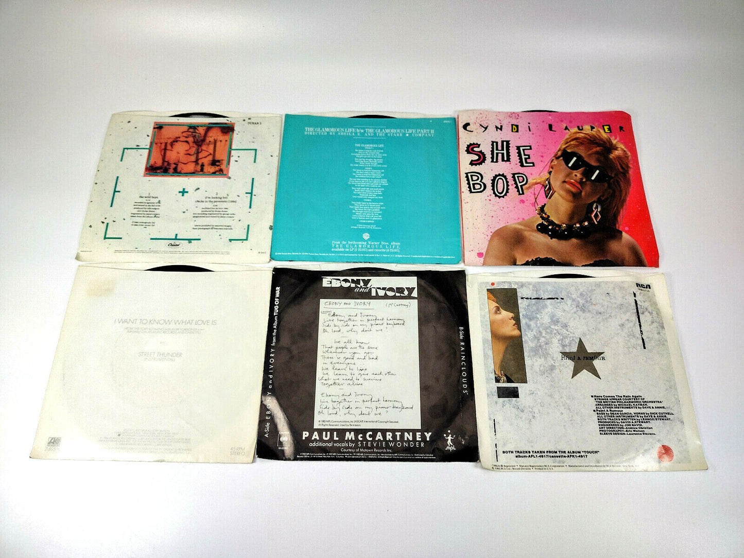 LOT OF 6 80s Artist 45 Records (7 inch) with Picture Covers