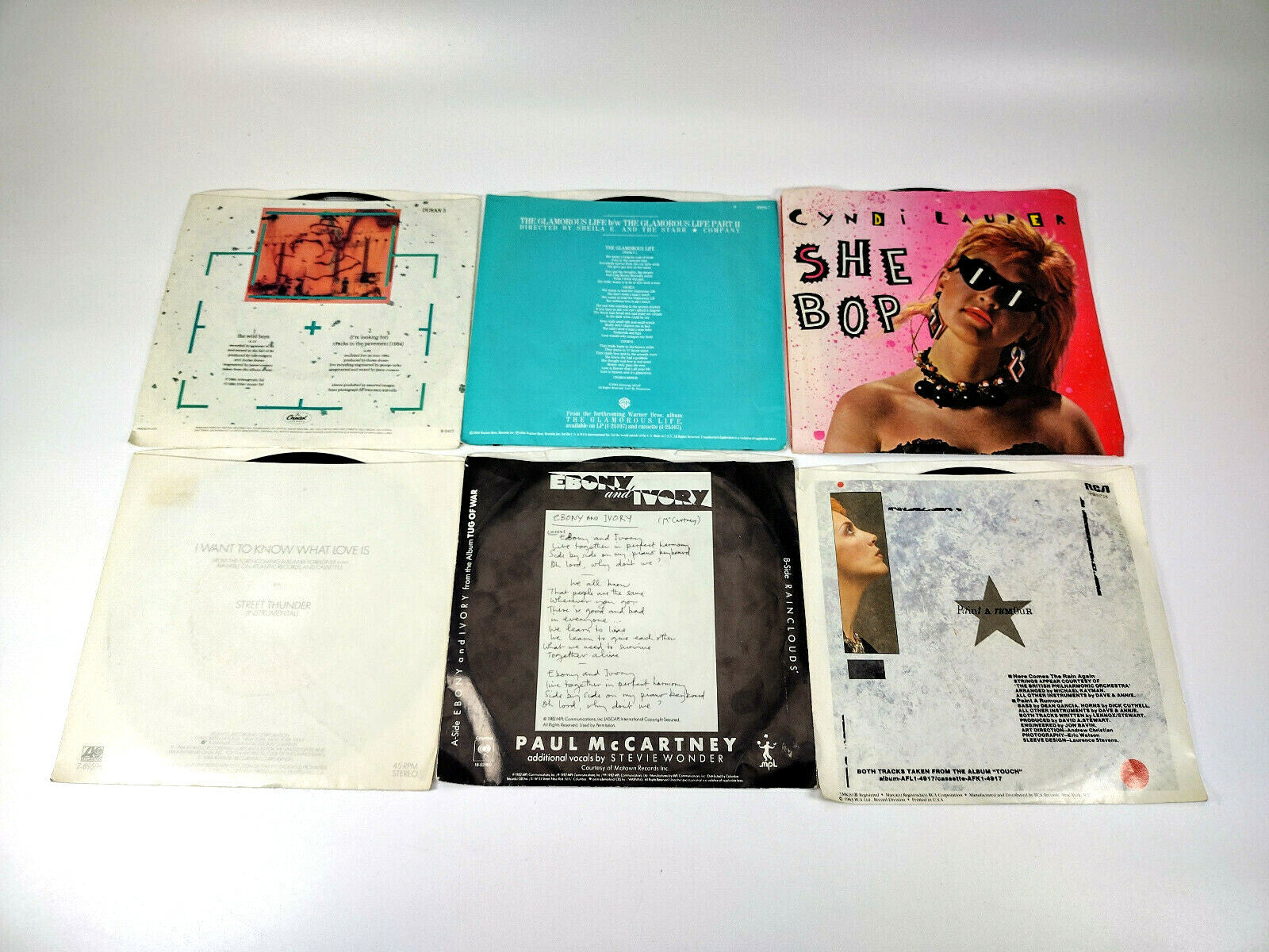 LOT OF 6 80s Artist 45 Records (7 inch) with Picture Covers