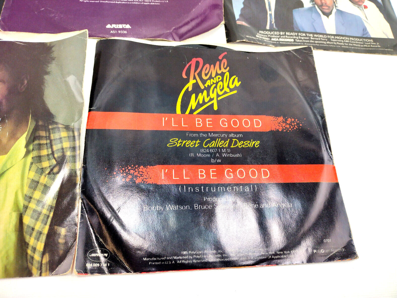 Lot of 5 - 1985 Picture Sleeves and 45 (7") Records - Soul, R&B, Pop